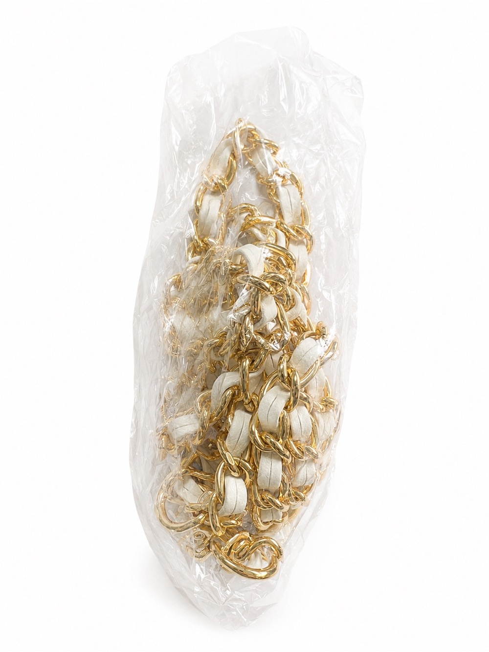 Chanel Beauté Cream Tweed Cosmetic Bag with Unbranded Gold Chain Crossbody NWT - Picture 7 of 8